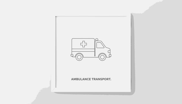 Ambulance transport icon, emergency medical vehicle line art, healthcare symbol