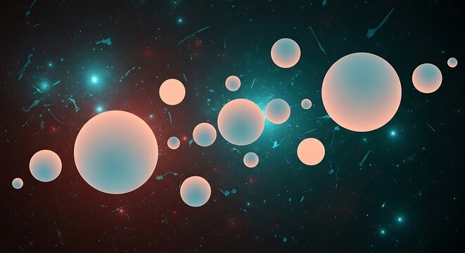 Glowing orbs in space with vibrant colors and bright lights floating freely