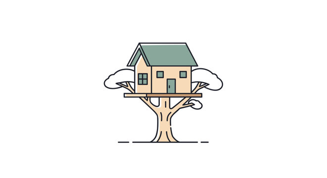 Treehouse Illustration Simple House Design.