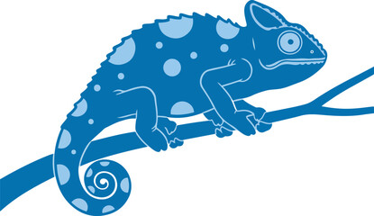 blue chameleon sitting on a tree branch © GraphicGrove