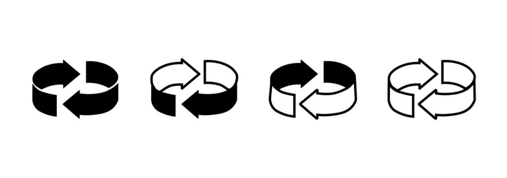 Set of arrow line icons for transfers. Symbols of exchange, change, cycle, reversal, synchronization, refresh, restart, rotate, or flip.