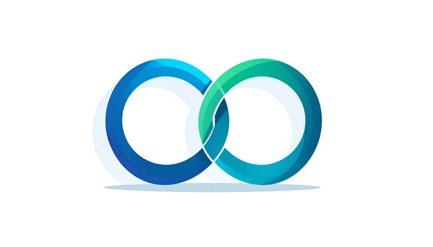 Linked overlapping circles logo in blue and green with smooth gradients; modern design