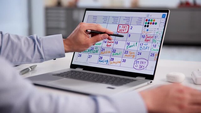 Business Man Making Agenda Calendar Notes