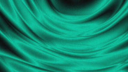 Obraz premium Abstract Teal Silk Fabric Texture with Grainy Satin Wave Background