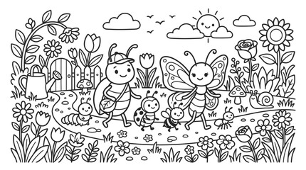 Naklejka premium Colorful illustration of happy bee butterfly.