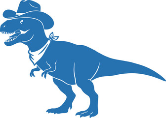 blue dinosaur wearing a cowboy hat and bandana © GraphicGrove