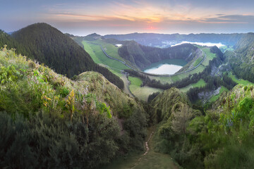 Fototapeta premium Sao Miguel Island and lake Ponta Delgada, Azores