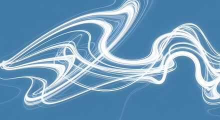 Obraz premium White swirling lines on blue background create abstract design element