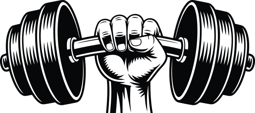 Strong hand firmly grips a heavy dumbbell showcasing power and commitment to fitness goals