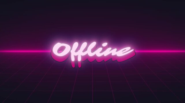 Retro neon stream overlay, offline screen overlay animation, looping background