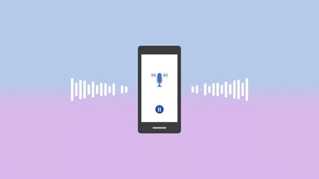 Podcast with Smartphone and Sound Wave