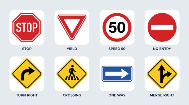 Transparent set of traffic sign warning