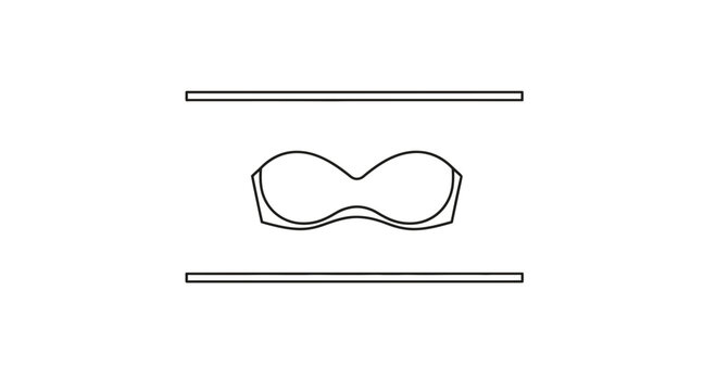 Minimalist line art illustration depicting a strapless intimate apparel piece for fashion design