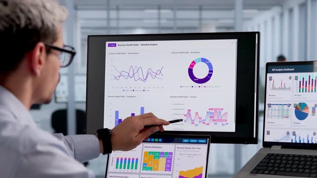 Data Analyst Reviewing Financial Charts On Laptop
