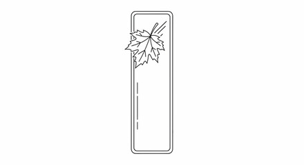 Obraz premium Elegant line art illustration of a simple bookmark or label featuring a graceful autumn maple leaf