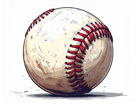 シンプルな野球ボールの線画イラスト