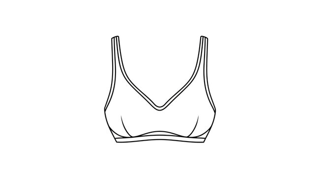 Minimalist line art illustration of a modern comfort bra design, perfect for fashion and lingerie