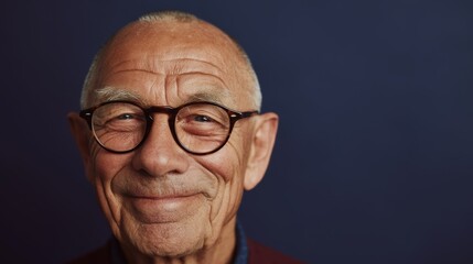 Obraz premium Seasoned Gentleman with Glasses, Smiling at the Camera.