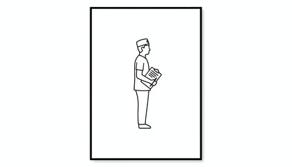 Fototapeta premium Clean line drawing depicting a healthcare provider holding important medical documents
