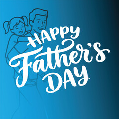Obraz premium Happy fathers day text on blue background