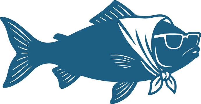 Fish wearing sunglasses and bandana side view
