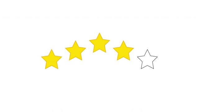 Animated 4 star rating or review in survey, poll, questionnaire or customer satisfaction. positive feedback with abstract four stars. 4k Video