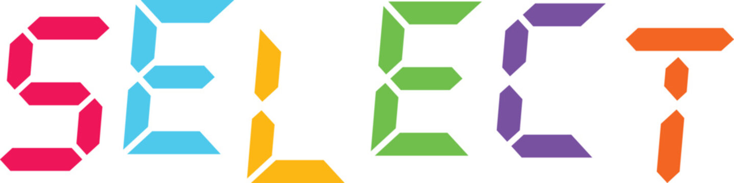 Select digital display letters. vector illustration of numbers or letters in a digital display, for example, a scoreboard or digital clock.
