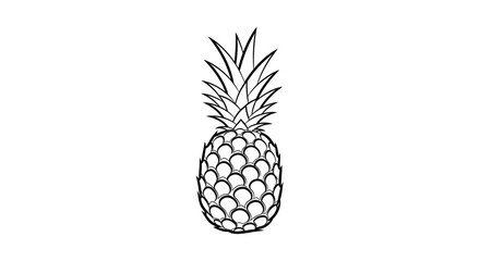 Obraz premium Minimalist Black and White Line Art of a Pineapple on a White Background