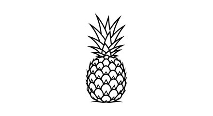 Obraz premium Simple Line Art Pineapple Icon Isolated on White Background