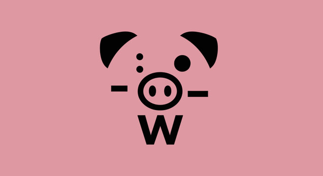 Stylized pig graphic in pink background for creative design and branding