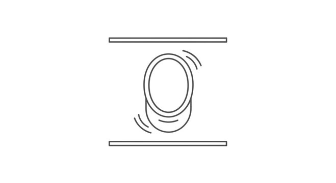 Dynamic rotating oval shape symbol between two horizontal bars depicting continuous motion or