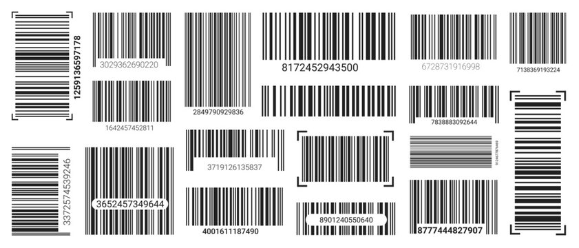 Black-lined EAN-13 barcode label set on a white backdrop. Clean vector code design for product scanning, pricing, and retail inventory identification systems