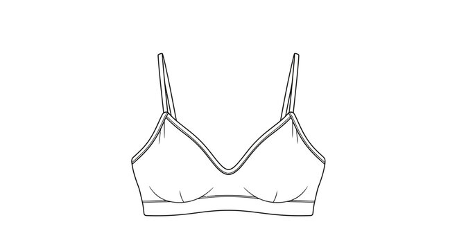 Detailed technical flat sketch of a comfortable women's bralette for fashion design concepts