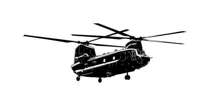 CH-47 Chinook Military Helicopter Vector Illustration