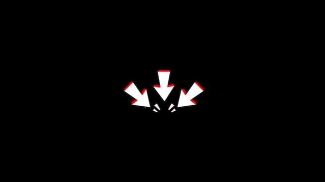 White and red border arrows clicking downwards.