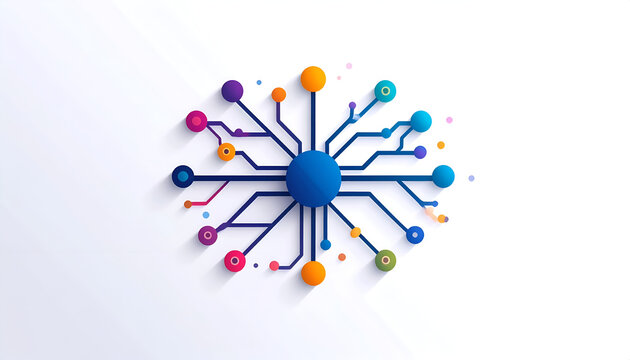 Abstract network connection of dots and lines in modern technology style design