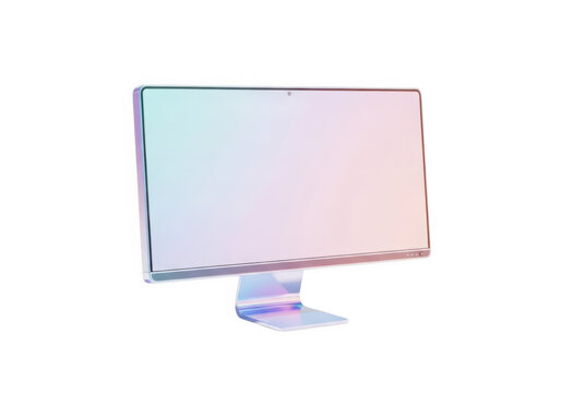A computer monitor with a pastel colored screen