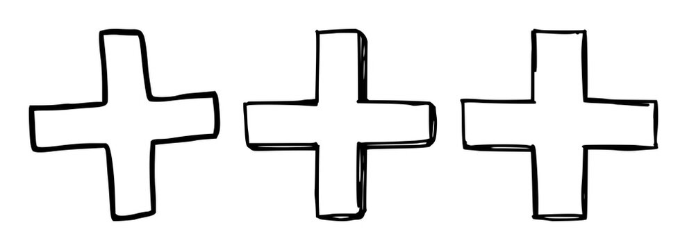 Plus sign icon set with simple line art featuring icons, symbols, design with minimalist and graphic and vector illustration