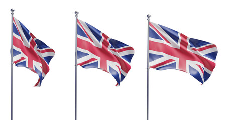 United Kingdom flag on transparent background, PNG transparent, isolated, 3d render flag © Pijug