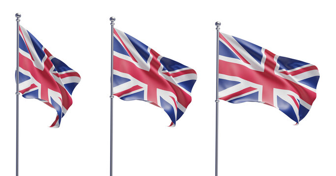 United Kingdom flag on transparent background, PNG transparent, isolated, 3d render flag