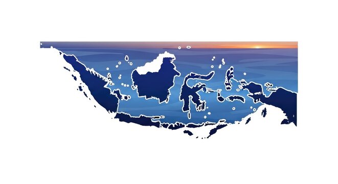 Indonesia Archipelago - A Stunning Blue Silhouette.