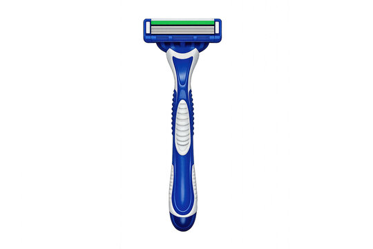 A blue and white Gillette razor is displayed against a black background. It&rsquo;s a product shot, likely for advertising.