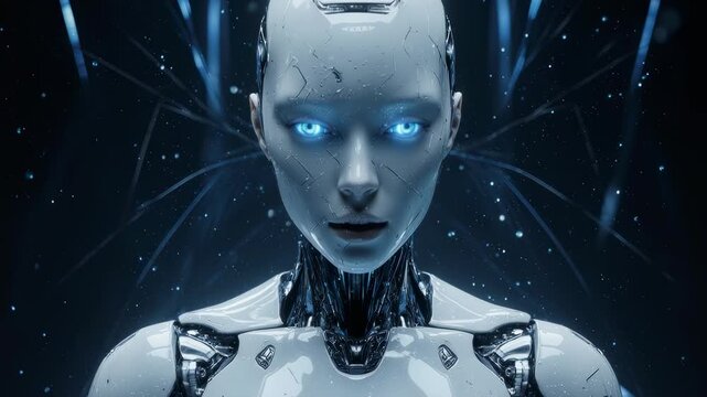 robot woman, sci-fi woman animation of the digital world of the future of neural networks and the artificial intelligence