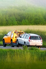 Fototapeta premium Highway roadside recovery service in action