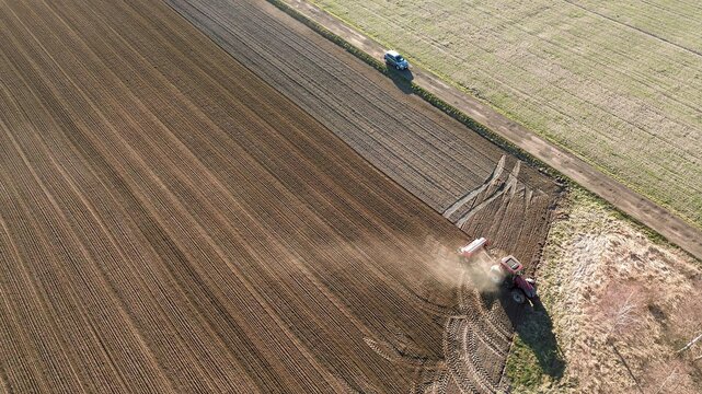 Methodical ploughing patterns on arable land