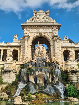 Marseille, France - September 26, 2024. Palace Longchamp palace in Marseille. The Palace Longchamp houses the Fine Arts Museum and Natural History Museum of Marseille in France.  September 26, 2024.