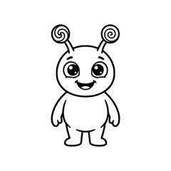 Obraz premium Cute Cartoon Alien with Spiral Antennae for Space Adventure and Extraterrestrial Concept