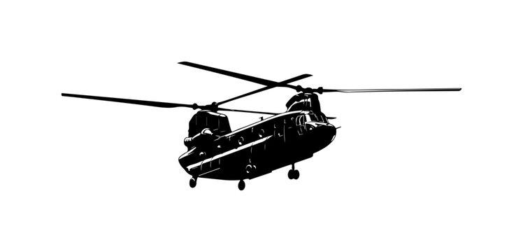 Military CH-53 Helicopter Vector Illustration