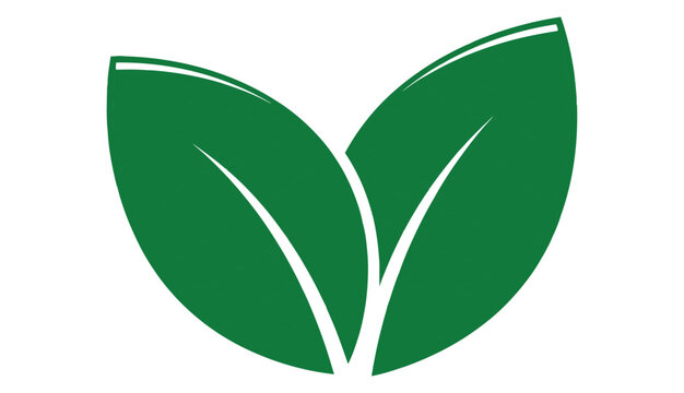Two leaves icon. Leaf symbol. Nature organic isolated illustration. Vegetarian or vegan label. Green eco logo