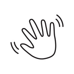 Fototapeta premium Outline hello hand waving sign icon isolated flat style design.